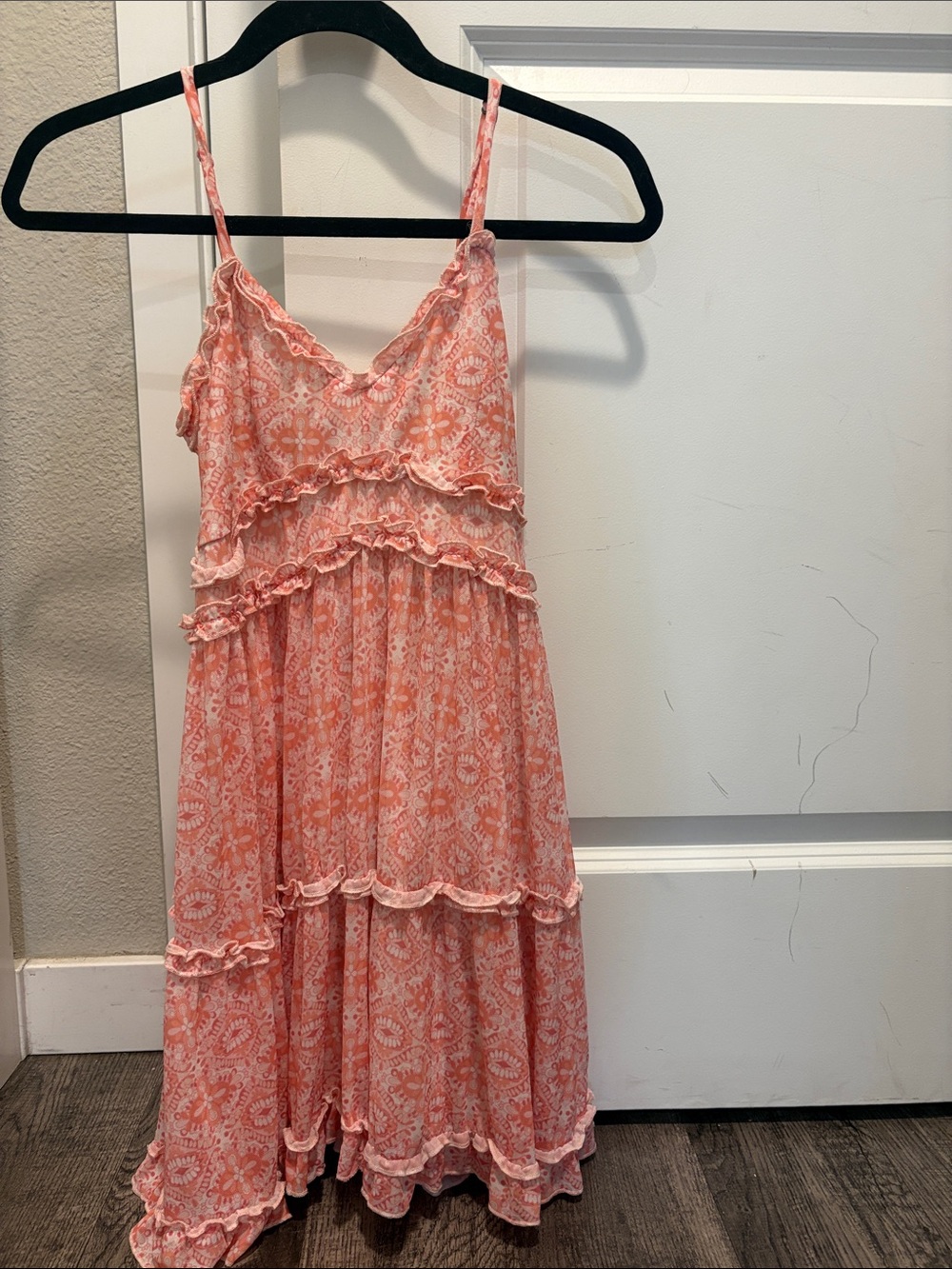 Women’s Coral Pink Ruffle Sleep Dress